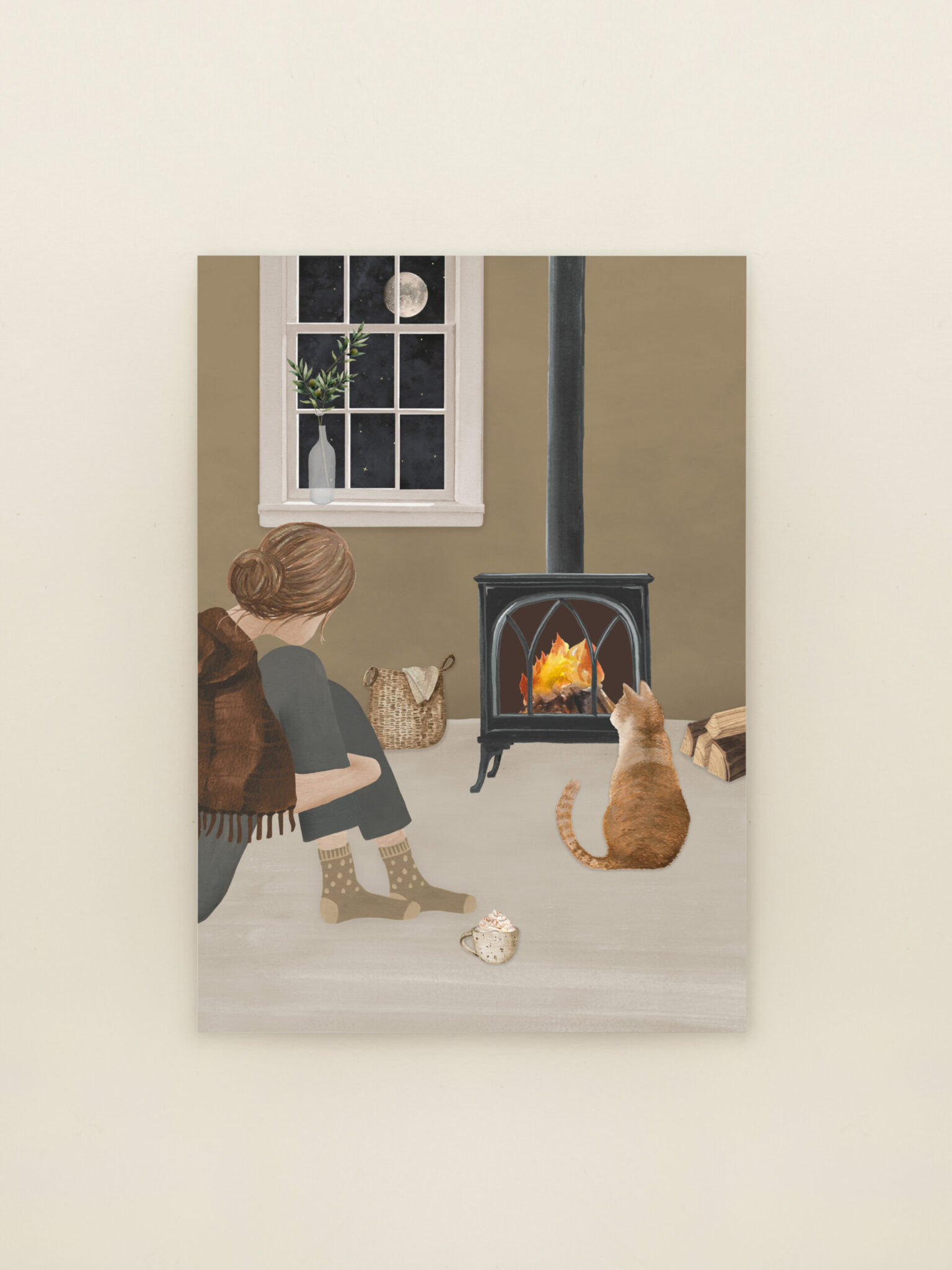 haardkachel wenskaart winter illustratie Sâlt + Flor