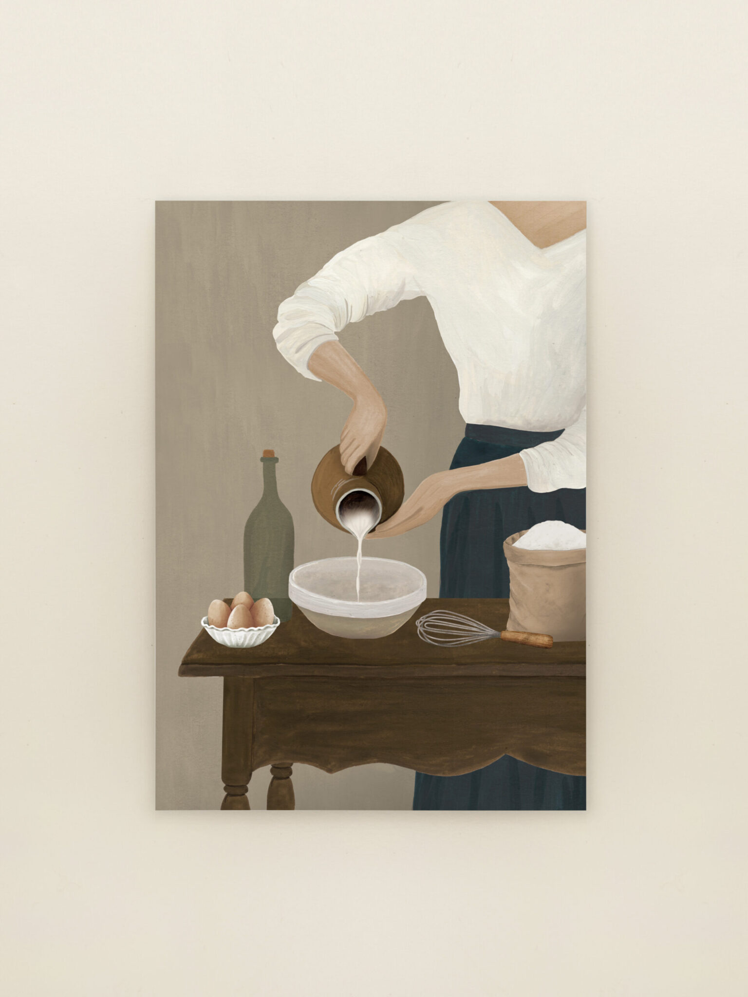 Illustratie van keukenmoment op wenskaart Keukenliefde van Sâlt + Flor.