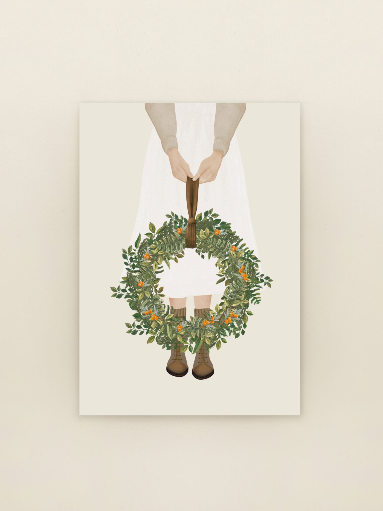 wenskaart krans illustratie natuur handgemaakt Sâlt + Flor