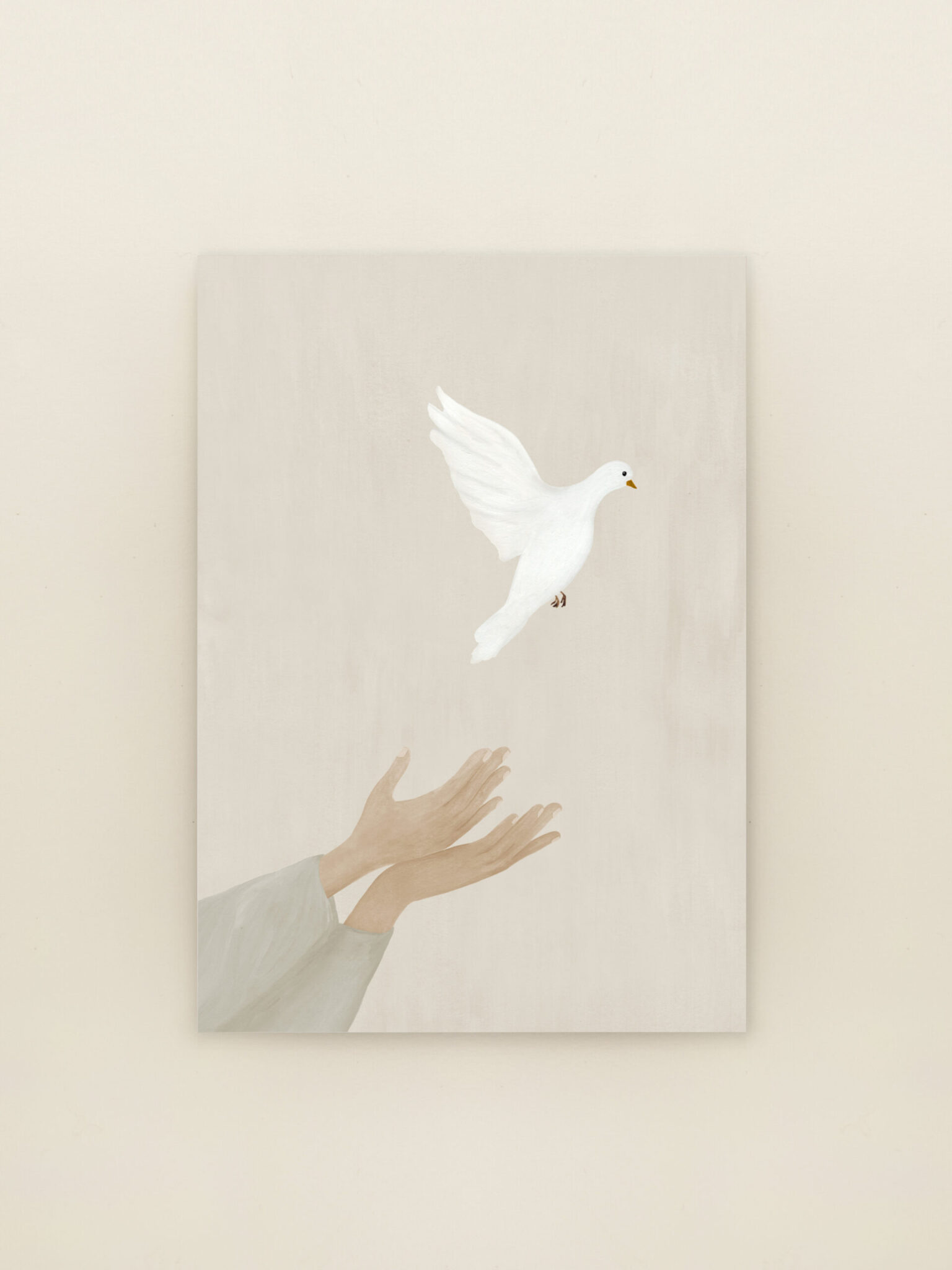 Illustratieve wenskaart Loslaten van Sâlt + Flor met symboliek van loslaten en zachte beweging.