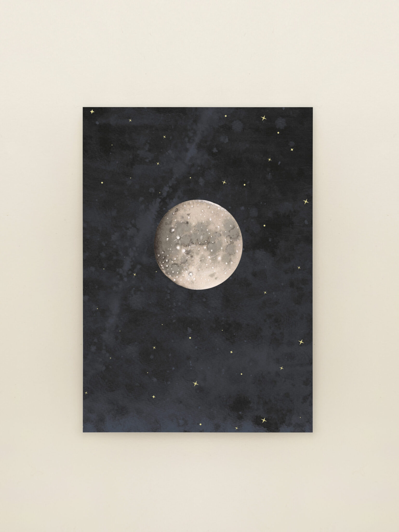 wenskaart Volle Maan boven zee nachtillustratie Sâlt + Flor