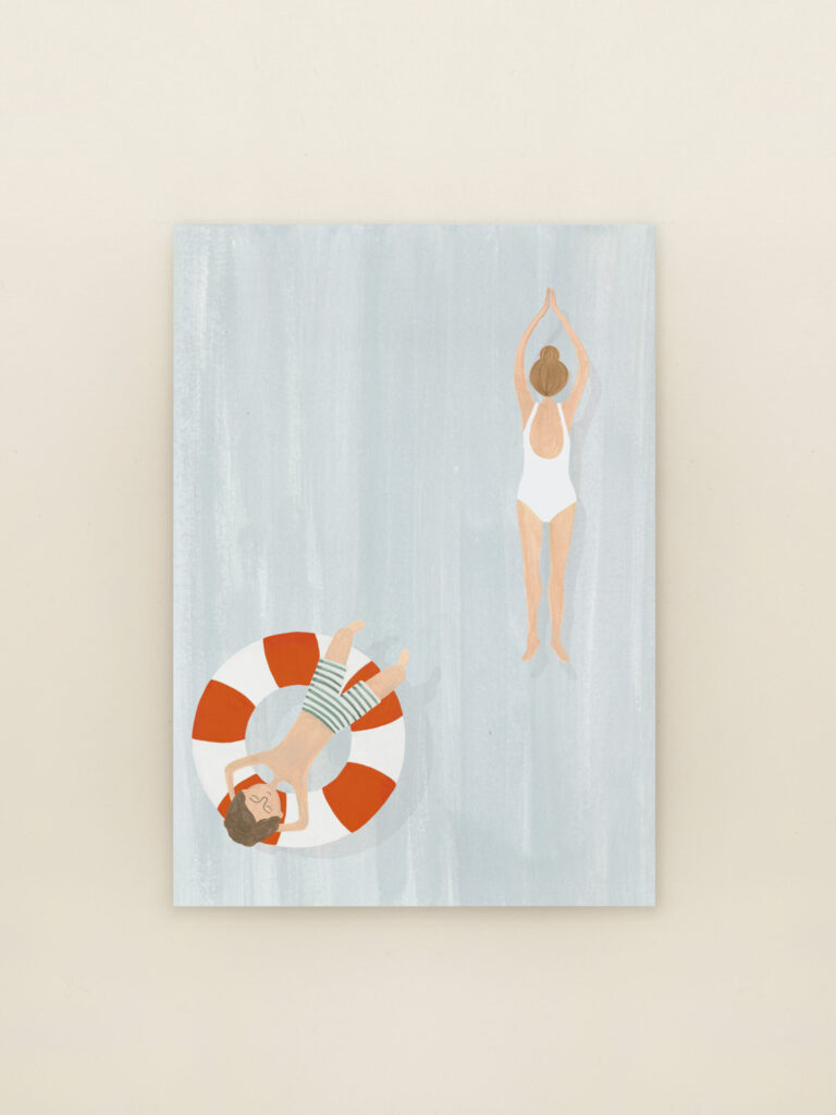 wenskaart a6 zwemmen