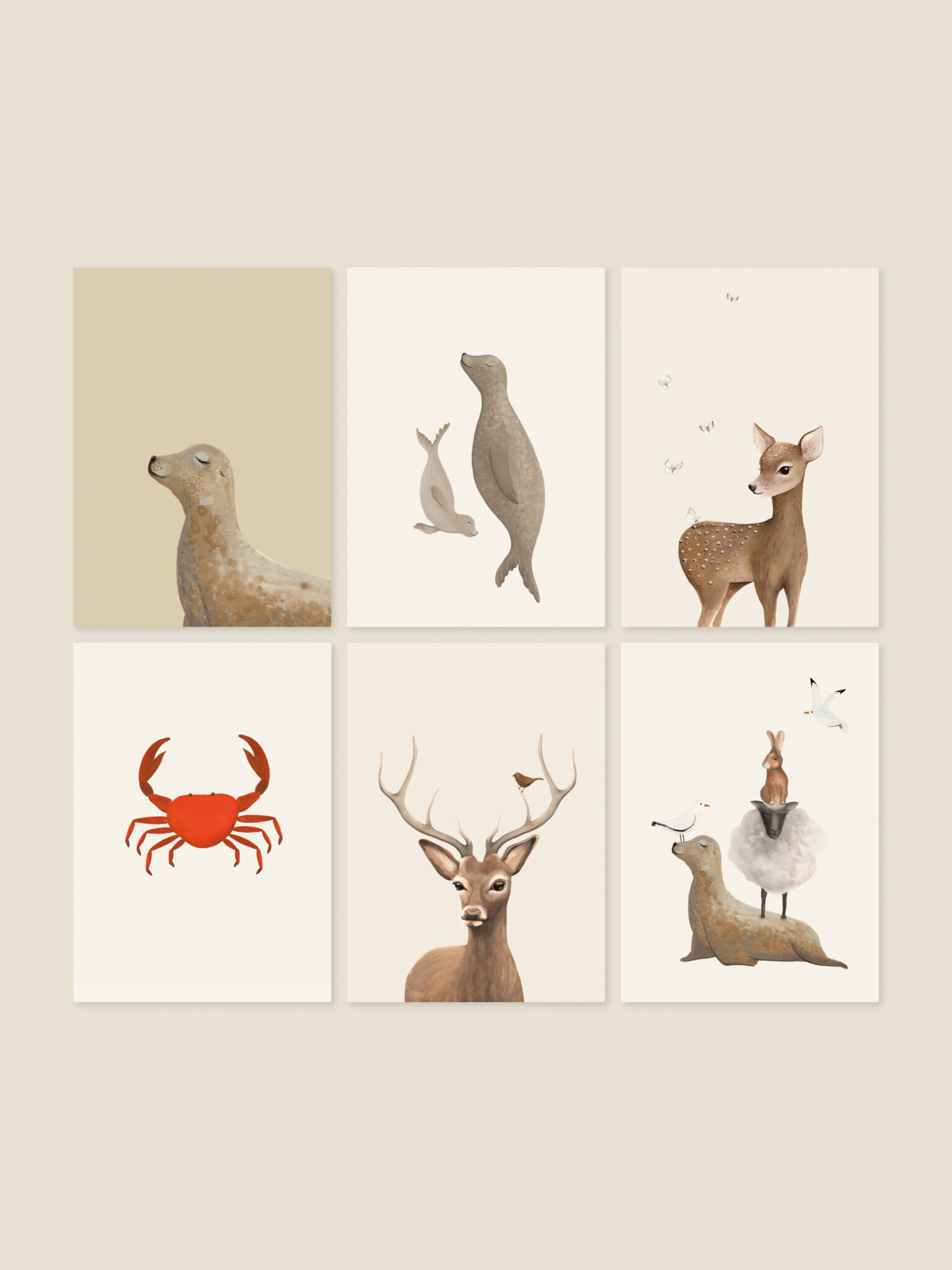 set kaarten dieren