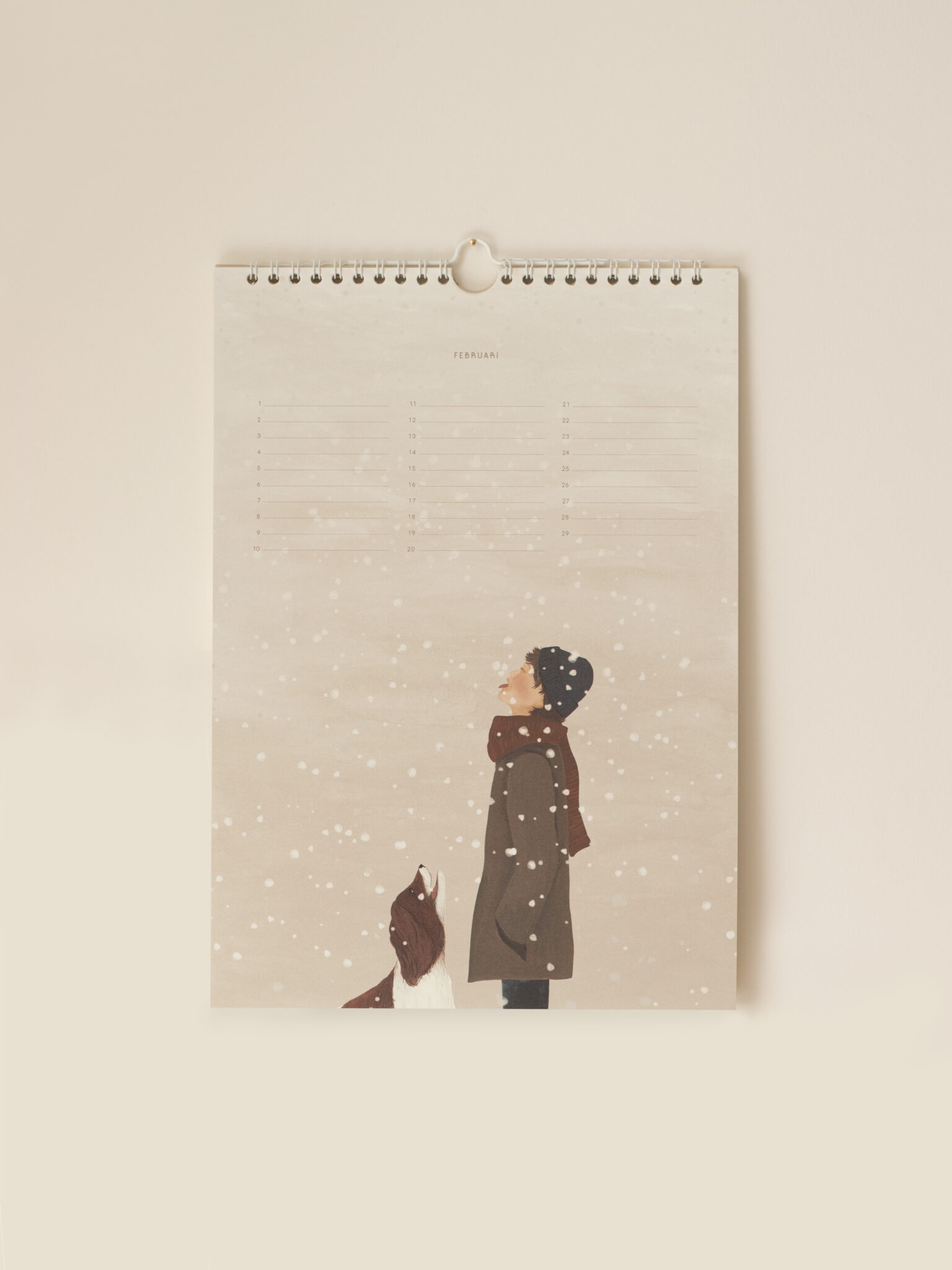 Februari illustratie uit de Sâlt + Flor verjaardagskalender geïnspireerd op het winterse landschap