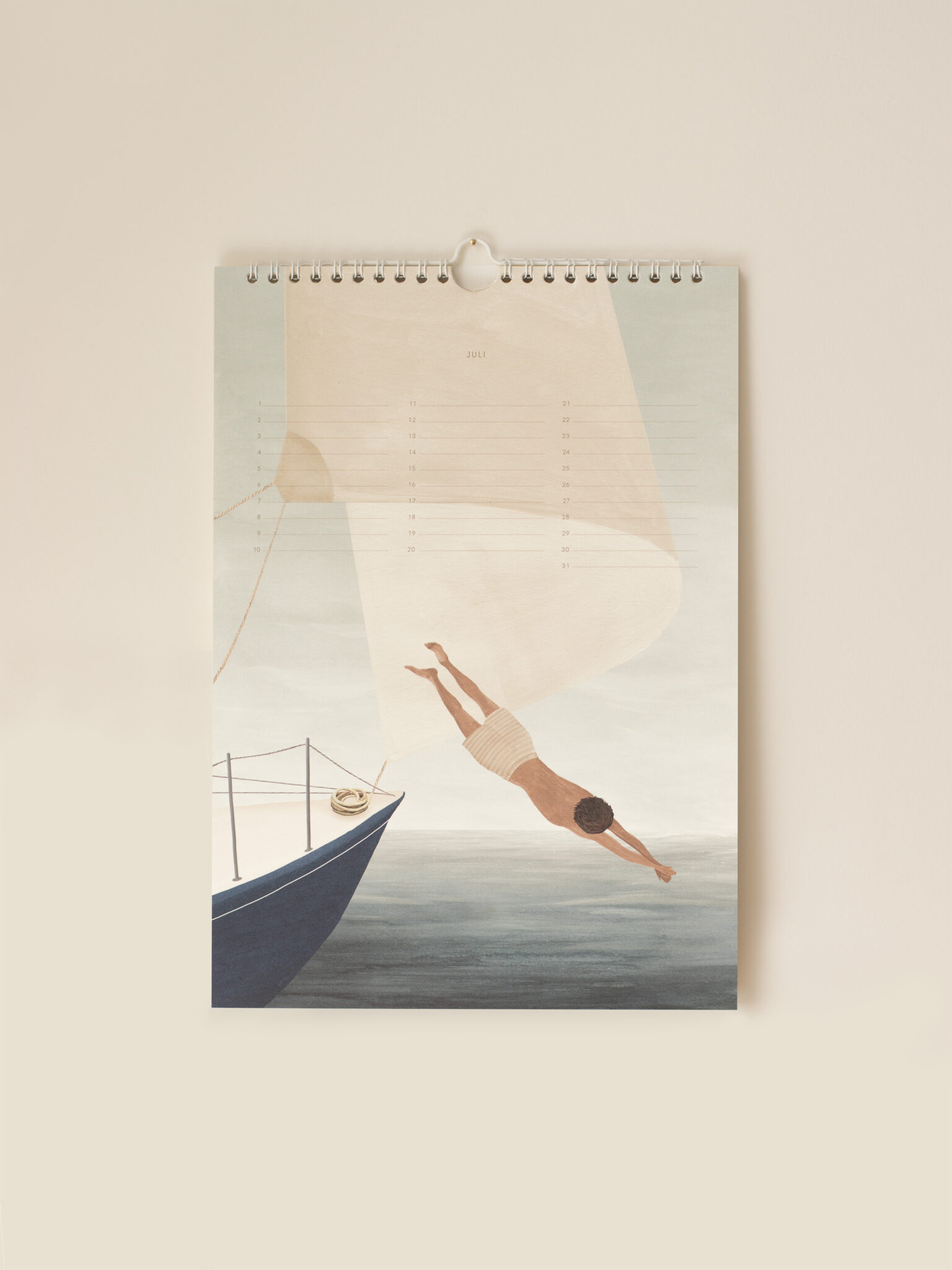 Juli illustratie uit de Sâlt + Flor verjaardagskalender geïnspireerd op water en zomer