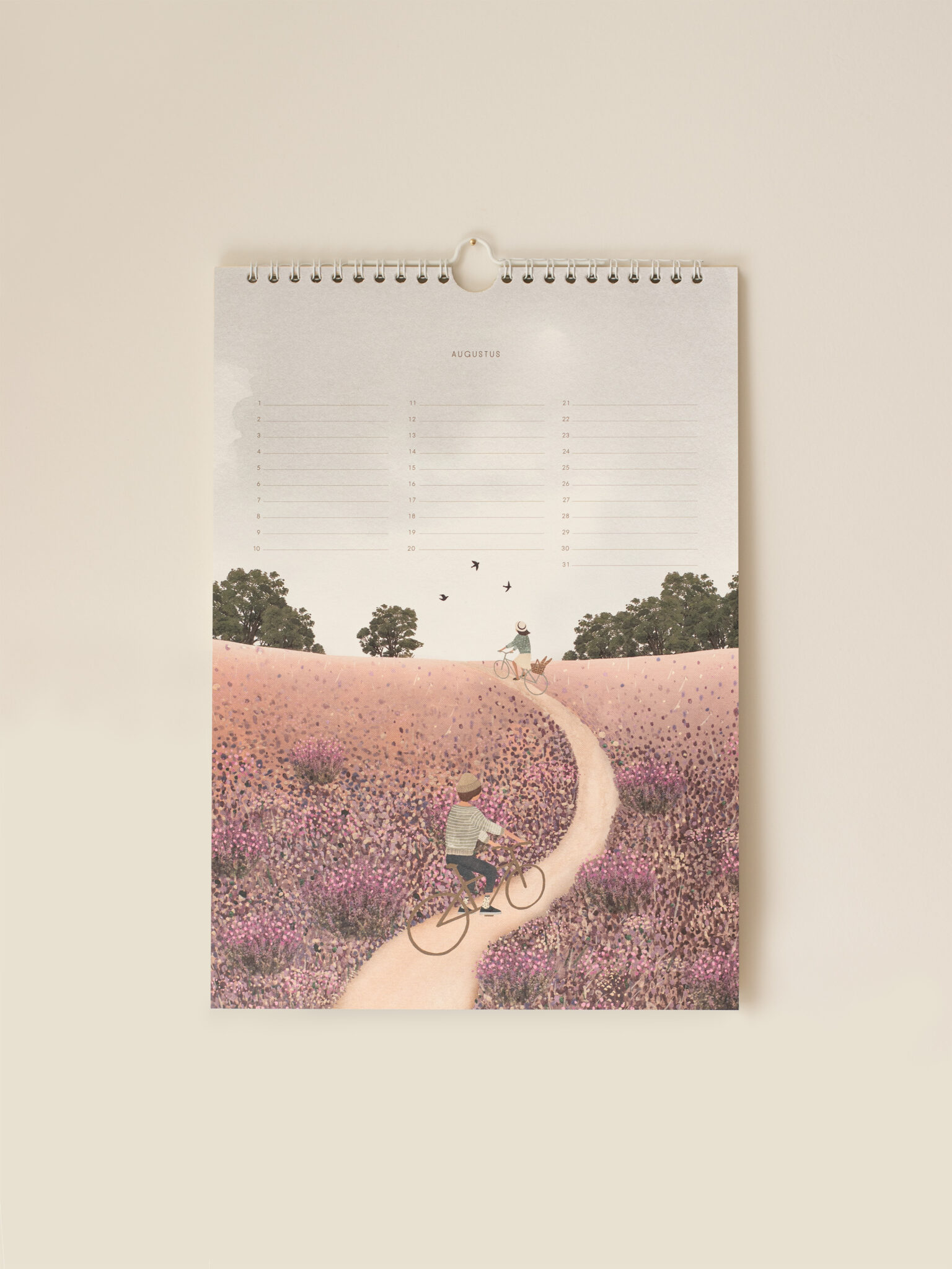 Augustus illustratie uit de Sâlt + Flor verjaardagskalender met warme natuurtinten