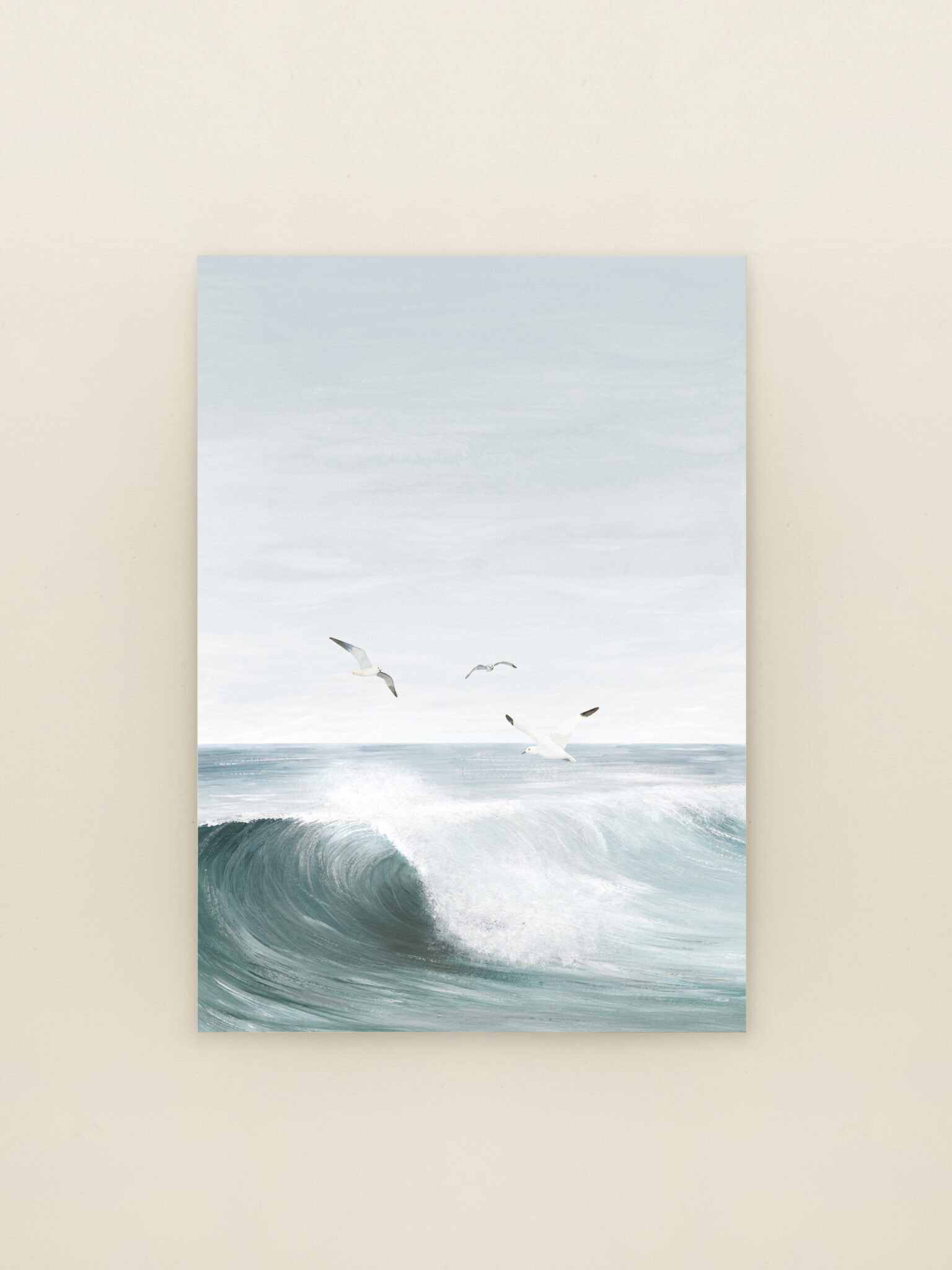 wenskaart op de golven illustratie zee vogels minimalistische kaart Sâlt + Flor