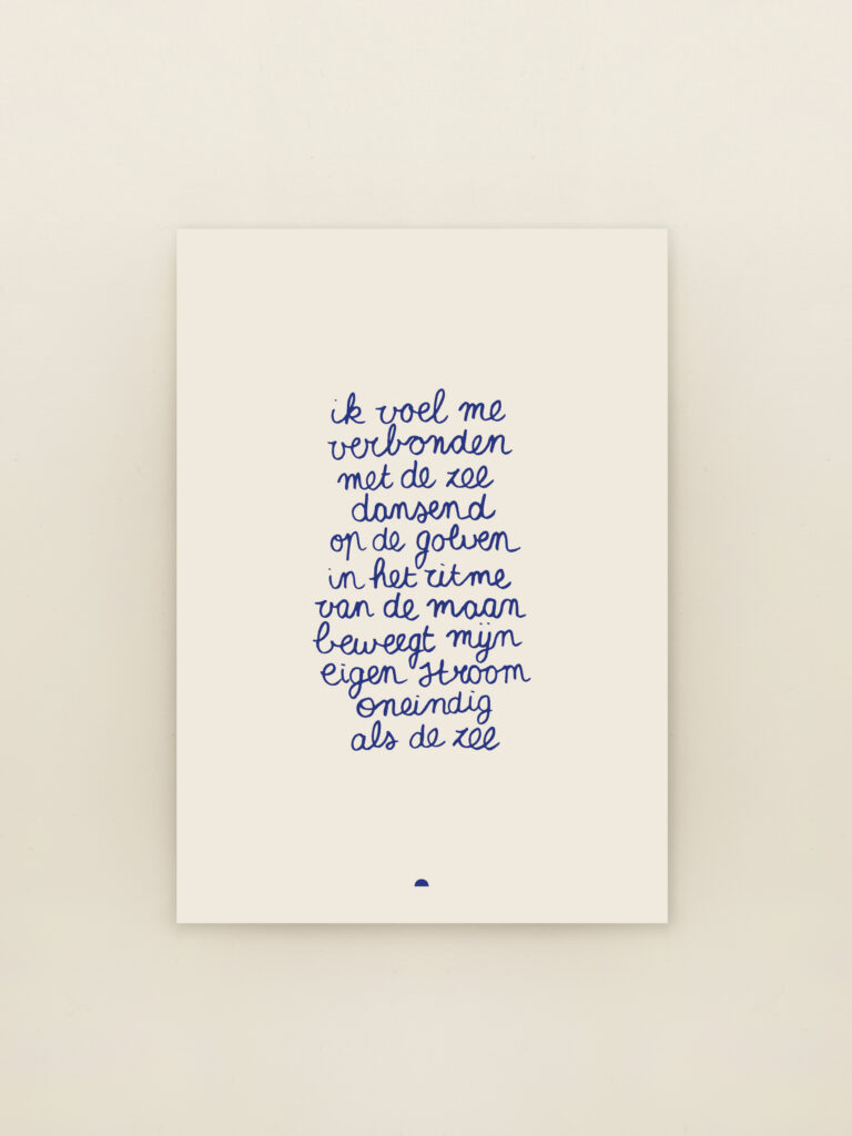 gedicht kaart verbonden met de zee typografie blauw Sâlt + Flor