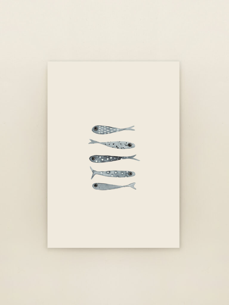wenskaart vissen minimalistische zee illustratie rustige kaart Sâlt + Flor