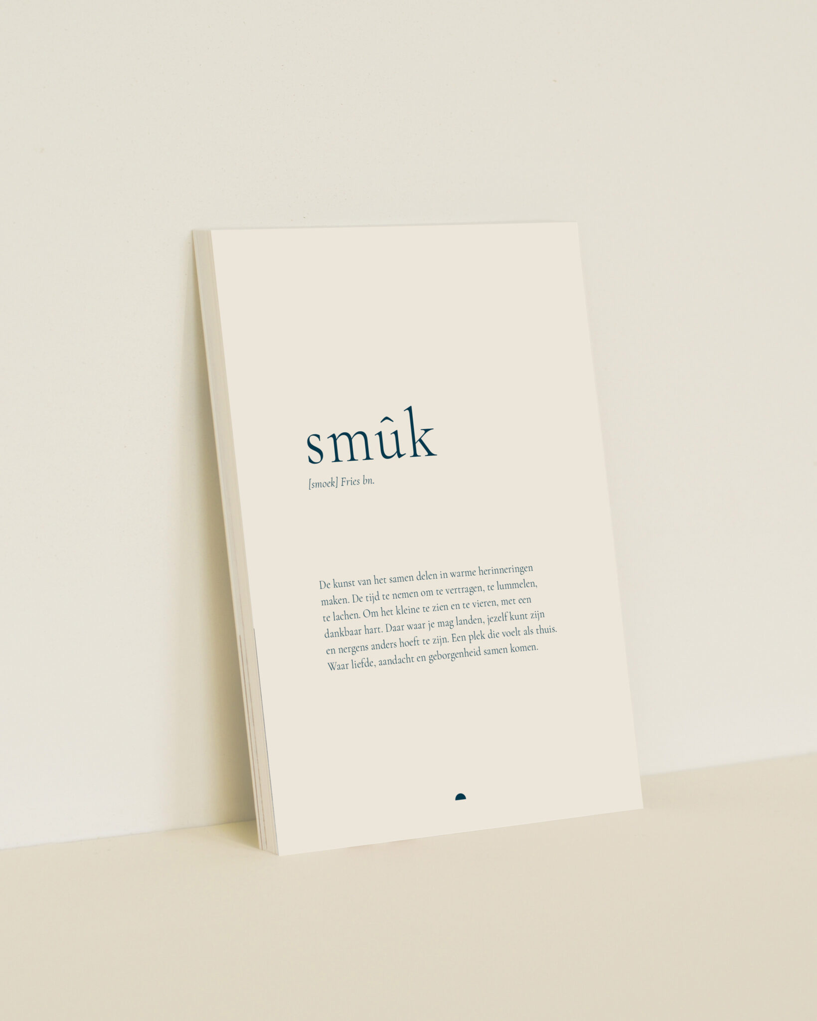 Smûk wenskaart van Sâlt + Flor als A6-tekstkaart met de betekenis van het Friese woord smûk