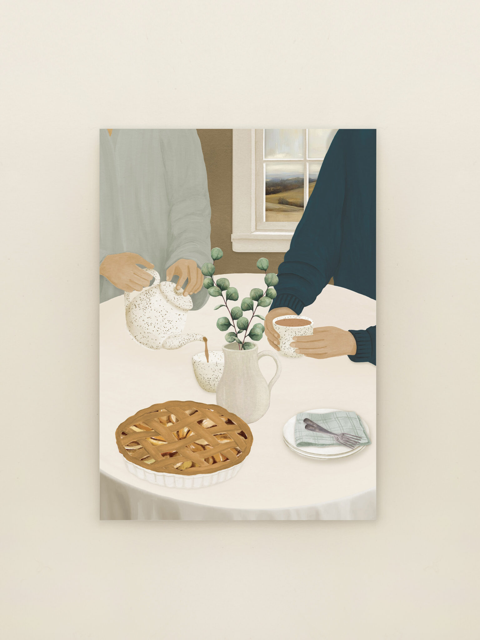 Thee voor twee wenskaart van Sâlt + Flor over thee drinken, appeltaart delen en tijd maken voor elkaar