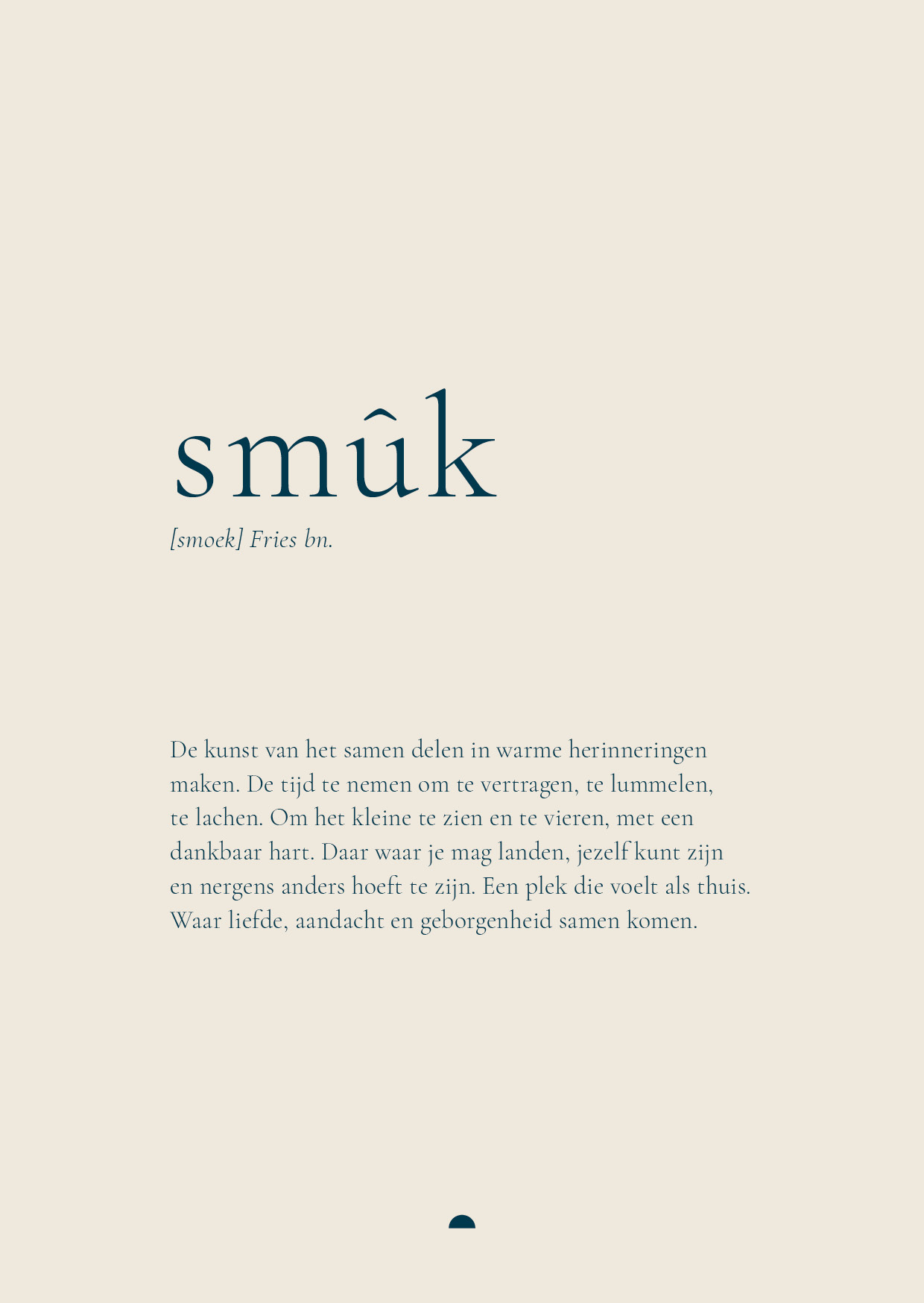 Detail van Smûk wenskaart met tekst over lummelen, lachen, landen, liefde, aandacht en geborgenheid